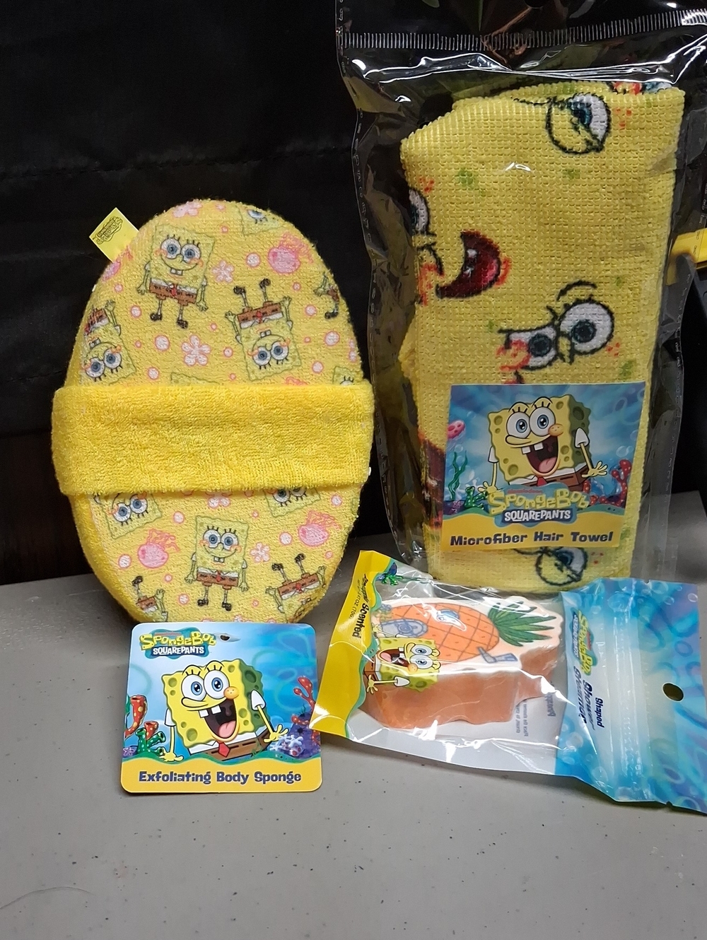 SpongeBob Set. Exfoliating Sponge Shower Steamer And Microfiber Towel Wrap
